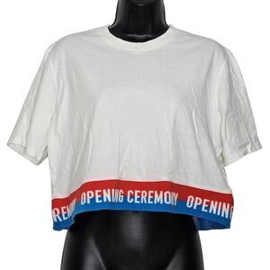 Opening Ceremony T-Shirt Size Medium White Short Sleeve Cropped